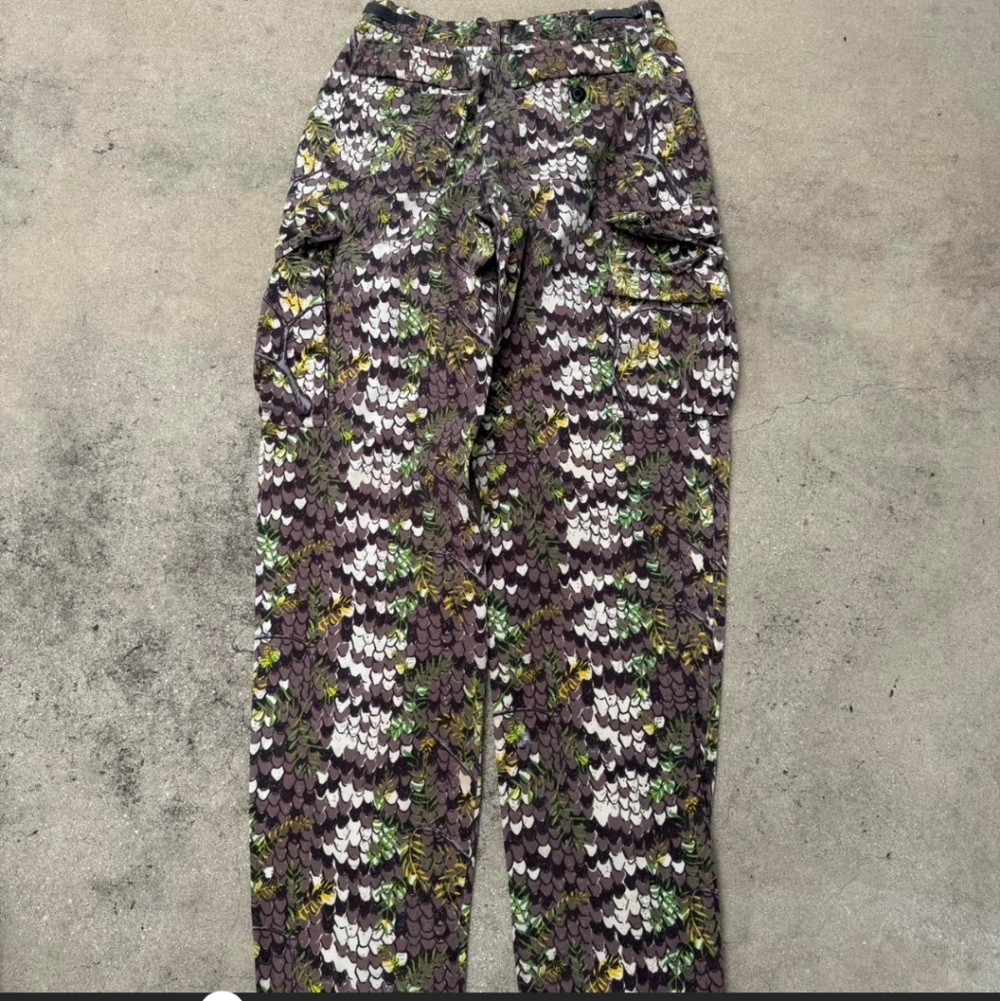 Patterned Cargo Pants in Purple, Green, White